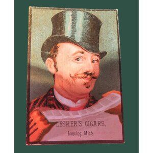 Leshers Cigars Vintage Advertisement Card With Dapper Gentleman Illustration Kit
